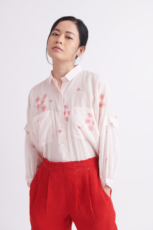 Simone Cotton Silk Shirt in Floral Print