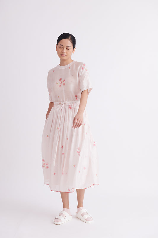 Bella Silk Skirt in Floral Print