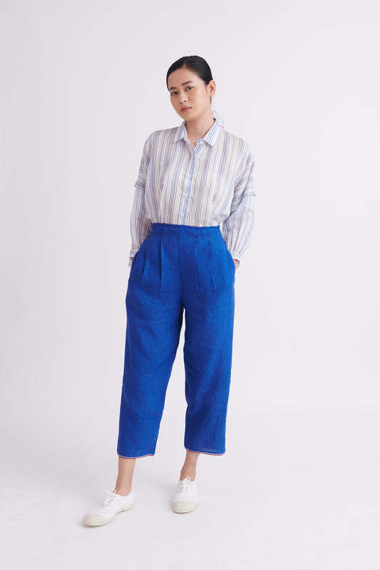 Chloe Linen Pants in Victoria Blue