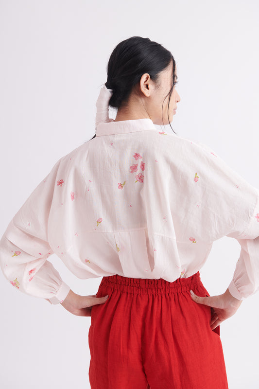 Simone Cotton Silk Shirt in Floral Print