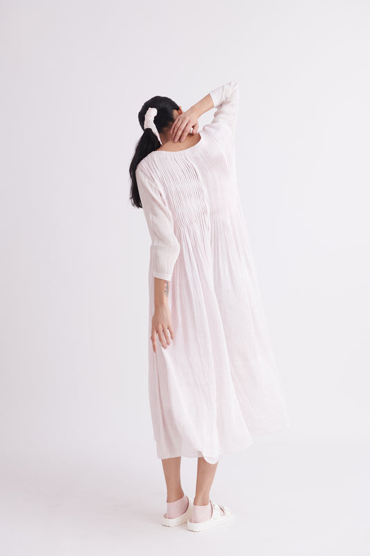 Kiara Linen Silk Dress in Soft Lilac