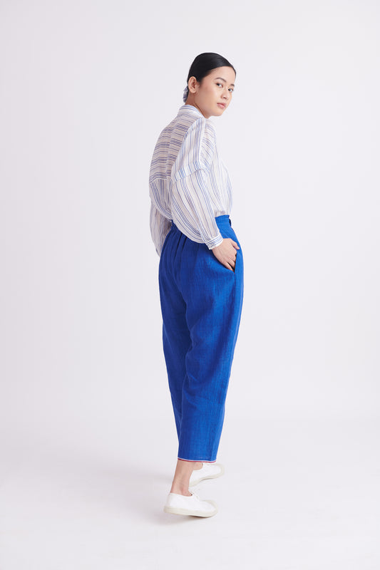 Simone Silk Shirt in Blue Stripes