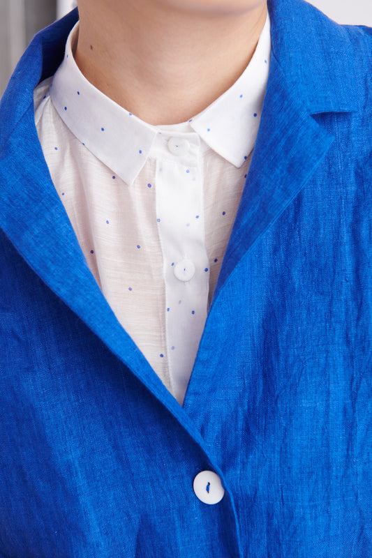 Emma Linen Jacket in Victoria Blue