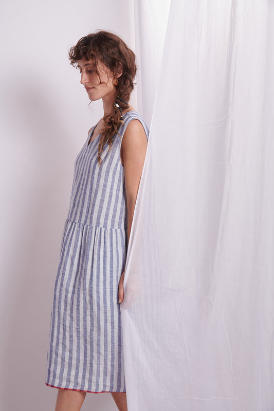 Will catch up later (Blue Stripes Dress)